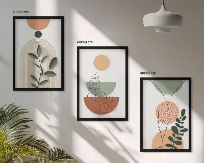 Abstract plant shapes wall art set 