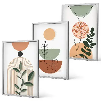 Abstract plant shapes wall art set 