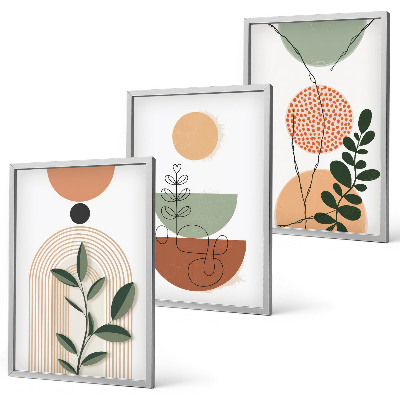 Wall art set Abstract plant shapes