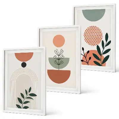 Modern plant motif wall art three piece set