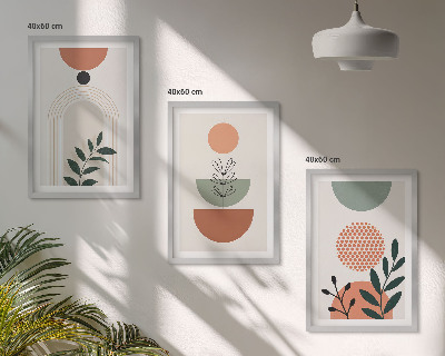 Three-piece wall art piece Modern plant motifs