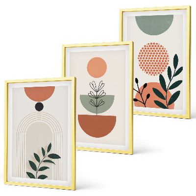 Three-piece wall art piece Modern plant motifs