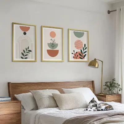 Modern plant motif wall art three piece set