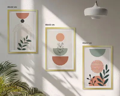 Modern plant motif wall art three piece set