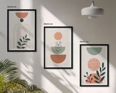Modern plant motif wall art three piece set
