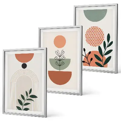 Modern plant motif wall art three piece set