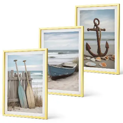 Wall art set coastal beach boat anchor and sand theme