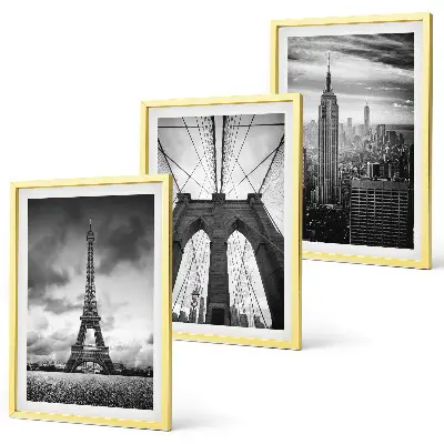 Three-piece wall art piece Monochromatic bridge towers