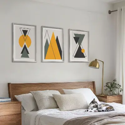 Abstract geometric shapes wall art set 