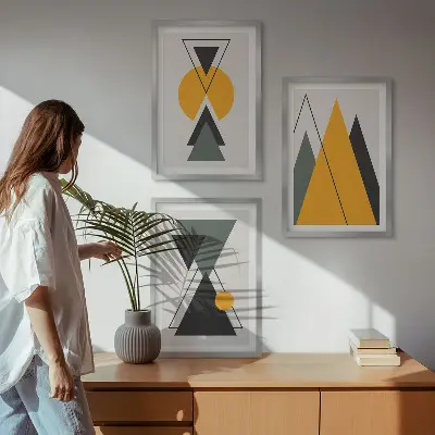 Abstract geometric shapes wall art set 