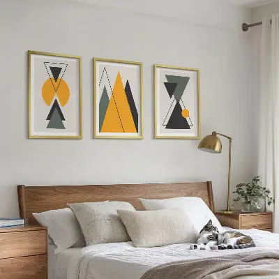 Abstract geometric shapes wall art set 