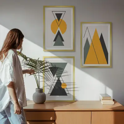 Wall art set Abstract geometric shapes