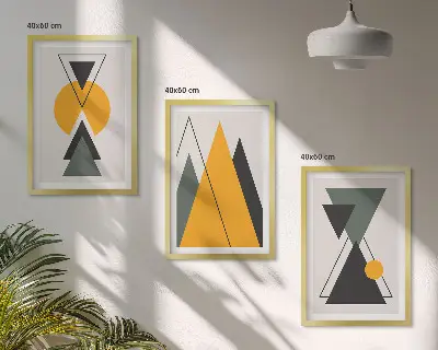Abstract geometric shapes wall art set 
