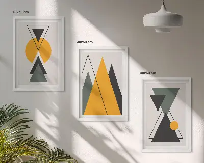 Abstract geometric shapes wall art set 