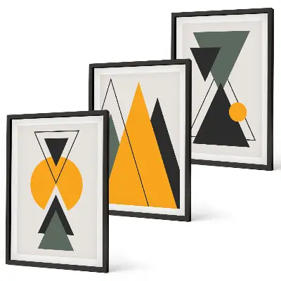 Abstract geometric shapes wall art set 