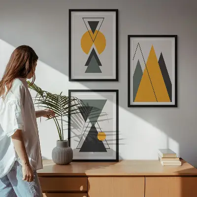 Abstract geometric shapes wall art set 