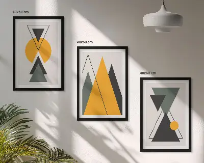 Abstract geometric shapes wall art set 