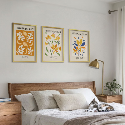 Three-piece wall art piece Floral Posters Paris Milan London