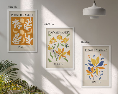 Three-piece wall art piece Floral Posters Paris Milan London