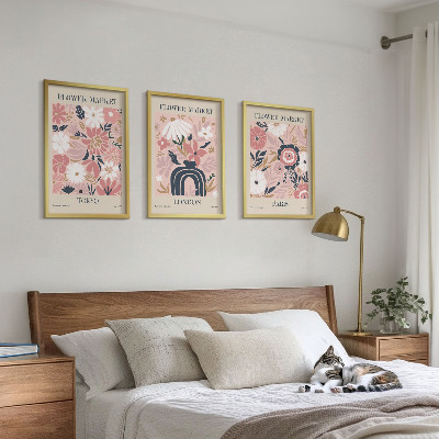 Wall art set Floral motifs Tokyo London Paris