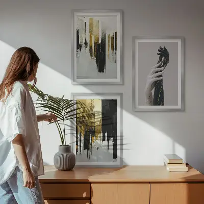 Abstract hand painting wall art set with various patterns