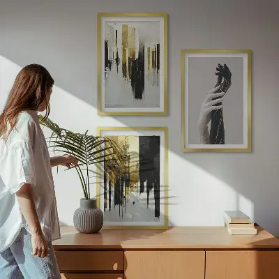 Abstract hand painting wall art set with various patterns