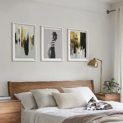 Abstract hand painting wall art set with various patterns