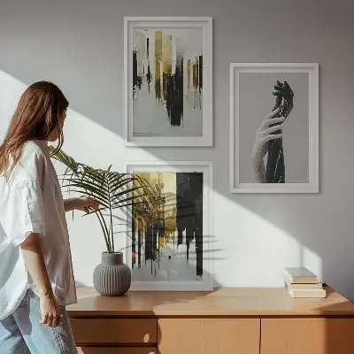 Abstract hand painting wall art set with various patterns