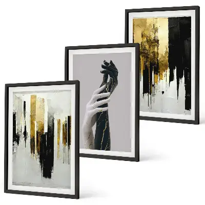 Abstract hand painting wall art set with various patterns