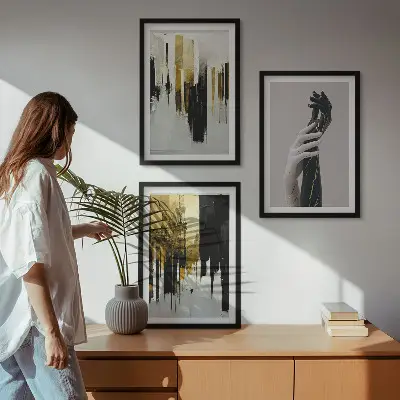 Abstract hand painting wall art set with various patterns