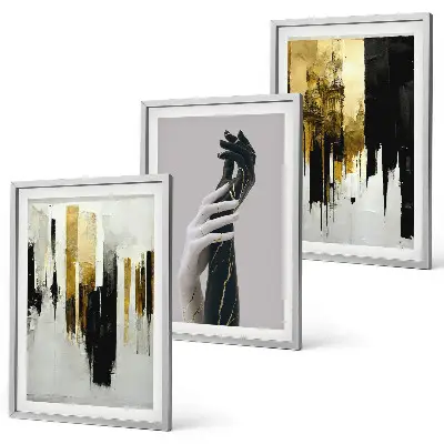Abstract hand painting wall art set with various patterns