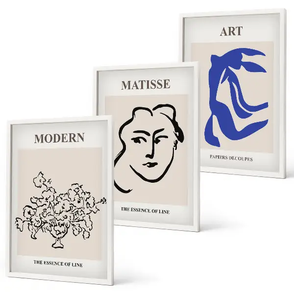 Three-piece abstract wall art set minimalist art posters