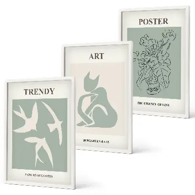 Set of 3 framed wall art pieces stylish Matisse illustrations