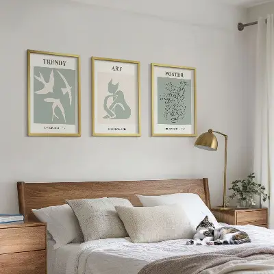 Set of 3 framed wall art pieces stylish Matisse illustrations