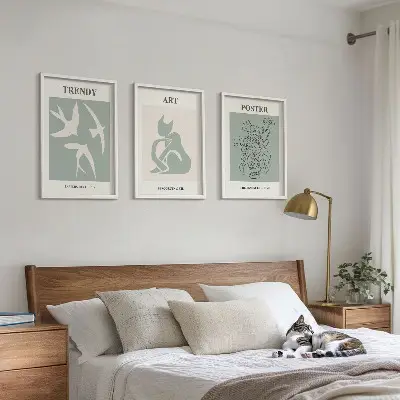Set of 3 framed wall art pieces stylish Matisse illustrations