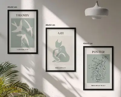 Set of 3 framed wall art pieces stylish Matisse illustrations