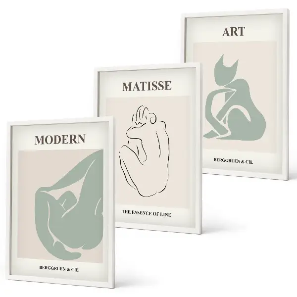 Three-piece wall art piece Abstract pastel figures