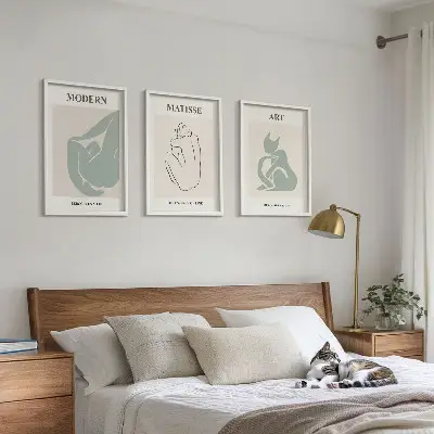 Three-piece wall art piece Abstract pastel figures