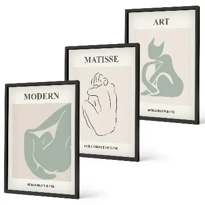 Three-piece wall art piece Abstract pastel figures