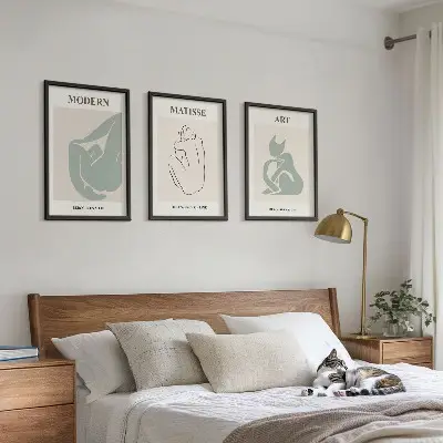 Three-piece wall art piece Abstract pastel figures