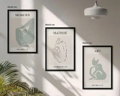 Three-piece wall art piece Abstract pastel figures