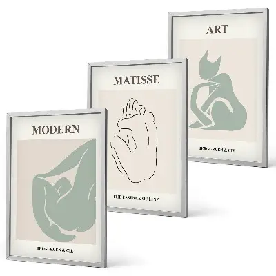 Three-piece wall art piece Abstract pastel figures
