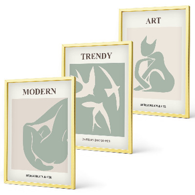 Set of 3 framed wall art pieces Matisse abstract figures