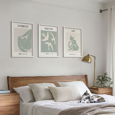 Set of 3 framed wall art pieces Matisse abstract figures