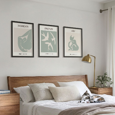 Set of 3 framed wall art pieces Matisse abstract figures