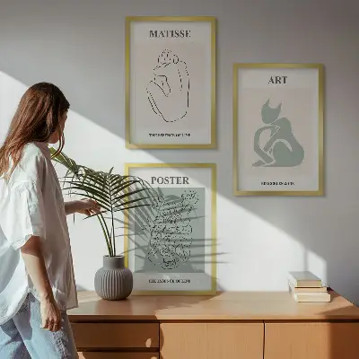 Wall art set Matisse Green Beige Posters