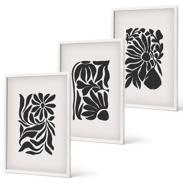 Set of 3 framed wall art pieces Abstract plant patterns