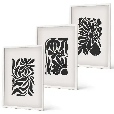 Abstract plant patterns wall art set of 3 framed pieces