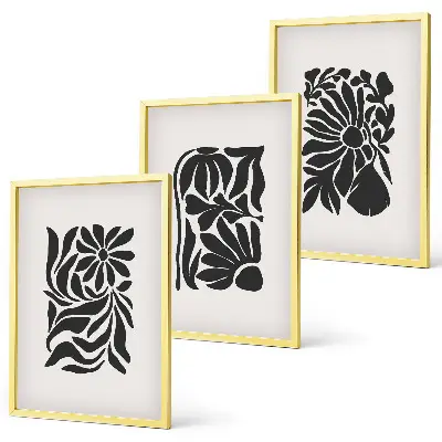 Abstract plant patterns wall art set of 3 framed pieces