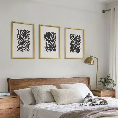 Abstract plant patterns wall art set of 3 framed pieces